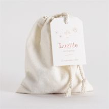 Pochon baptême l'Envolée personnalisable - 10 cm x 12 cm - Monfairepart