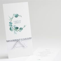 Menu mariage Grande Esquisse personnalisable - Couleur Vert, Bleu et Blanc - 10 x 21 cm - Monfairepart