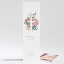 Signet baptême Glorieuse personnalisable - Couleur Rose, Blanc et Gris - 5,4 x 19,4 cm - Monfairepart