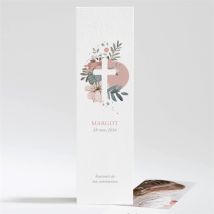 Signet communion Vraie Joie personnalisable - Couleur Rose, Blanc et Gris - 5,4 x 19,4 cm - Monfairepart
