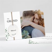 Carte de remerciement mariage L'olivier ensemencé personnalisable - Couleur Vert et Blanc - 14,5 x 10,5 cm - Monfairepart