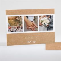 Carte de remerciement mariage Bohème écolo dorure personnalisable - Couleur Marron/Doré/Kraft - 10,3 x 14 cm - Monfairepart