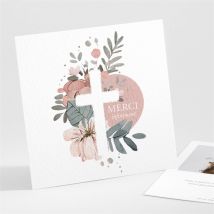 Remerciement communion Vraie Joie personnalisable - Couleur Rose et Blanc - 9,5 x 9,5 cm - Monfairepart