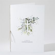 Livret de messe baptême En Lumière personnalisable - Couleur Vert, Bleu et Blanc - 15,2 x 21,5 cm - Monfairepart