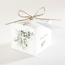 Boîte de dragées baptême En Lumière personnalisable - Couleur Vert, Bleu et Blanc - 4,5 cm - Monfairepart