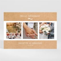 Carte de remerciement mariage Bohème écolo magnet personnalisable - Couleur Marron/Kraft - 13,8 x 9,5 cm - Monfairepart
