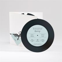Faire-part mariage So Vinyle pochette personnalisable - Couleur Bleu et Noir - 14 cm - Monfairepart