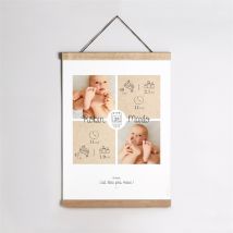 Affiche naissance Nos Jumeaux personnalisable - 29,7 x 42 cm - Monfairepart