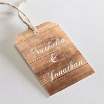 Etiquette mariage Boisé personnalisable - Couleur Marron - 4 x 6 cm - Monfairepart