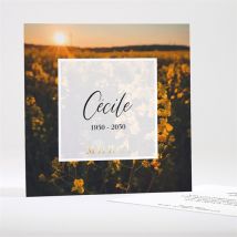 Carte de remerciement décès Eternel personnalisable - Couleur Blanc et Doré - 13,5 x 13,5 cm - Monfairepart