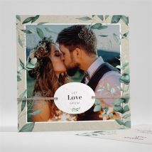 Carte de remerciement mariage Intimité ensemencé personnalisable - Couleur Vert et Beige/Kraft - 9,5 x 9,5 cm - Monfairepart