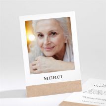 Carte de remerciement décès Sa Présence Portrait personnalisable - Couleur Beige, Marron et Blanc/Kraft - 9,5 x 13,8 cm - Monfairepart