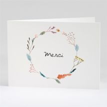 Carte de remerciement décès Farandole Pliée personnalisable - Couleur Blanc et Multicolore - 14,5 x 10,5 cm fermé - Monfairepart