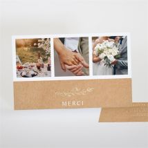 Carte de remerciement mariage Bohème écolo paysage personnalisable - Couleur Marron/Doré/Kraft - 13,5 x 8,5 cm - Monfairepart