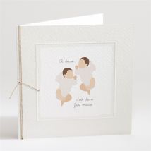 Faire-part naissance Des jumeaux ! personnalisable - Couleur Beige et Blanc - 13,5 x 13,5 cm - Monfairepart