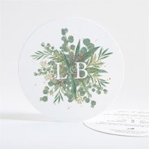 Faire-part mariage Notre Evidence Dorure personnalisable - Couleur Vert, Blanc et Doré - 13,5 cm - Monfairepart