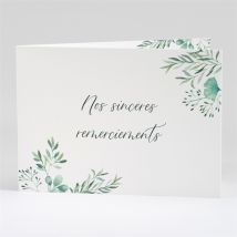 Carte de remerciement décès Destinée personnalisable - Couleur Vert et Blanc - 14,5 x 10,5 cm fermé - Monfairepart