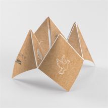 Faire-part de baptême Tout en Pictos origami personnalisable - Couleur Beige et Marron/Kraft - 20,9 x 20,9 cm - Monfairepart