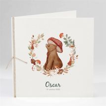 Faire-part naissance Forêt personnalisable - Couleur Rouge et Beige et Marron/Multicolore - 13,5 x 13,5 cm - Monfairepart