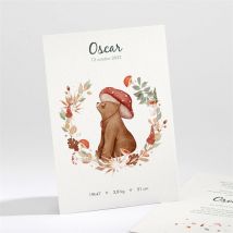 Faire-part naissance Forêt Portrait personnalisable - Couleur Rouge et Marron/Multicolore - 9,5 x 13,8 cm - Monfairepart