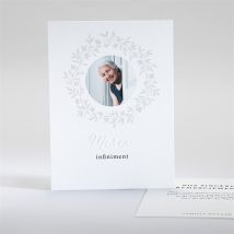 Carte de remerciement décès Couronné gaufrage merci personnalisable - Couleur Blanc - 10,3 x 14 cm - Monfairepart