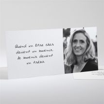 Carte de remerciement décès Souvenir portrait paysage personnalisable - Couleur Noir, Blanc et Blanc - 21 x 10 cm - Monfairepart