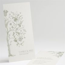 Faire-part mariage Arbre de vie portrait personnalisable - Couleur Vert et Beige - 10 x 21 cm - Monfairepart