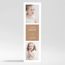 Faire-part de baptême Kraft végétal magnet personnalisable - Couleur Marron/Kraft - 5,4 x 19,4 cm - Monfairepart