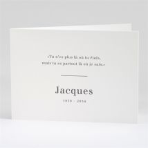 Carte de remerciement décès Memento Plié personnalisable - Couleur Blanc - 14,5 x 10,5 cm fermé - Monfairepart