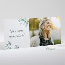 Carte de remerciement décès Destinée paysage personnalisable - Couleur Vert et Blanc - 21 x 10 cm - Monfairepart