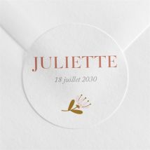 Sticker naissance Licornes personnalisable - Couleur Rose, Beige et Blanc - 4 cm - Monfairepart