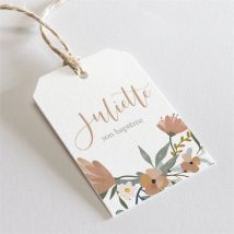 Etiquette baptême Jungle personnalisable - Couleur Rose, Bleu et Blanc - 4 x 6 cm - Monfairepart