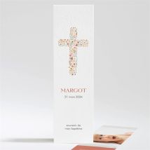 Signet baptême Florilège personnalisable - Couleur Rouge et Blanc - 5,4 x 19,4 cm - Monfairepart