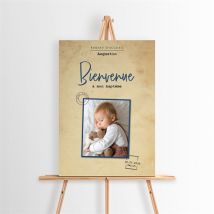 Panneau bienvenue Télégramme Baptême personnalisable - 29,7 x 42 cm - Monfairepart