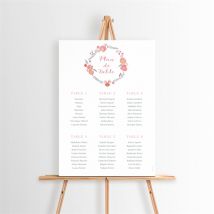 Plan de table baptême Cadre de fleurs personnalisable - 29,7 x 42 cm - Monfairepart