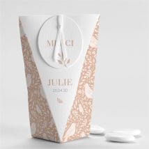 Boîte de dragées baptême Mes Petits Oiseaux Étui - Couleur Rose/Beige - boîte de 4 x 4 cm d'épaisseur et 11 cm de hauteur - Monfairepart