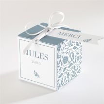 Boîte de dragées communion Transcendance personnalisable - Couleur Bleu et Blanc - 4,5 cm - Monfairepart