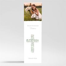 Signet communion Printanier personnalisable - Couleur Vert et Blanc - 5,4 x 19,4 cm - Monfairepart