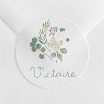 Sticker communion Printanier personnalisable - Couleur Vert et Blanc - 4 cm - Monfairepart