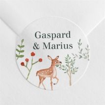 Sticker naissance Jumeaux & animaux personnalisable - Couleur Vert, Orange et Blanc - 4 cm - Monfairepart