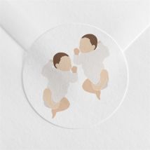 Sticker naissance Des jumeaux ! personnalisable - Couleur Blanc - 4 cm - Monfairepart