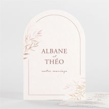 Faire-part mariage Poésie Boheme personnalisable - Couleur Rose et Beige - 12 cm x 17,5 cm - Monfairepart