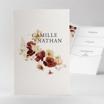 Faire-part mariage En automne personnalisable - Couleur Rouge et Jaune/Beige - 17cm x 11,4cm fermé - Monfairepart