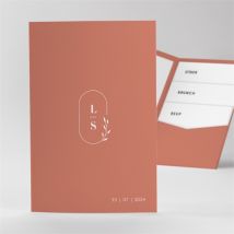 Faire-part mariage Terracotta initiales personnalisable - Couleur Orange/Terracotta - 17cm x 11,4cm fermé - Monfairepart