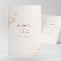 Faire-part mariage Poésie Boheme pocketfold personnalisable - Couleur Rose et Beige - 17cm x 11,4cm fermé - Monfairepart