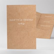 Faire-part mariage Bohème écolo pocketfold personnalisable - Couleur Marron/Kraft - 17cm x 11,4cm fermé - Monfairepart