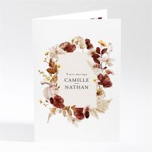 Faire-part mariage En automne plié personnalisable - Couleur Rouge et Marron - 10 x 14,5 cm - Monfairepart