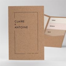 Faire-part mariage Se Rejoindre personnalisable - Couleur Beige et Marron/Kraft - 17cm x 11,4cm fermé - Monfairepart