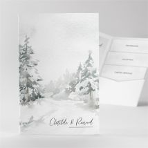 Faire-part mariage Montagnes personnalisable - Couleur Blanc et Gris - 17cm x 11,4cm fermé - Monfairepart