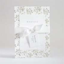 Faire-part mariage Fleuri personnalisable - Couleur Vert et Blanc - 21 x 14,5 cm (une fois assemblé) - Monfairepart